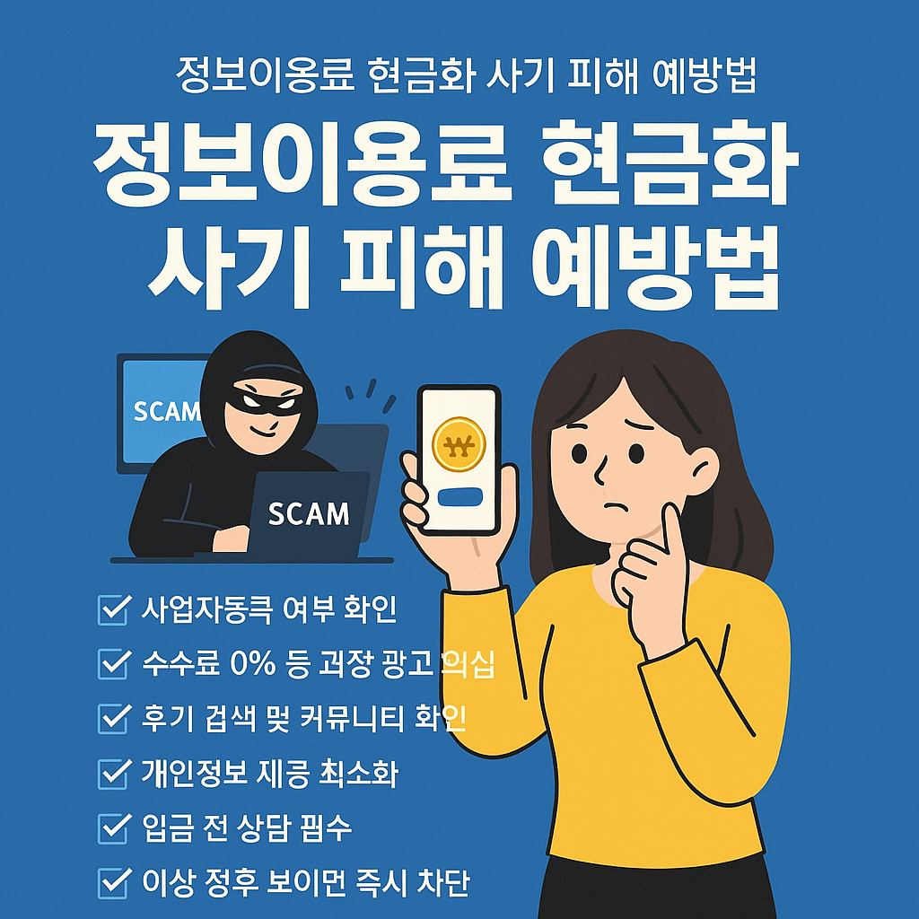 정보이용료 현금화 사기 유형 및 예방법 정리 이미지